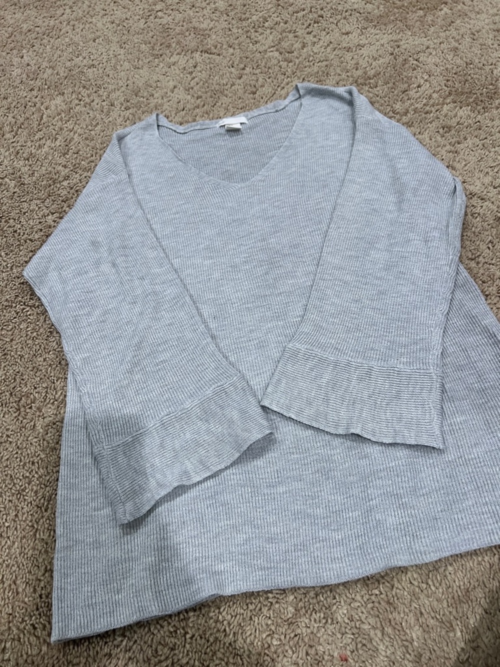 H&M Light Gray Scoop Neck Ribbed Knit Sweater